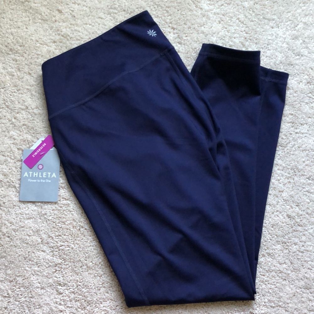 Brand New Navy Reversible Athleta Leggings Size XL